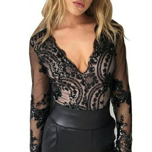 Tops - Mesh sequin jumpsuit.